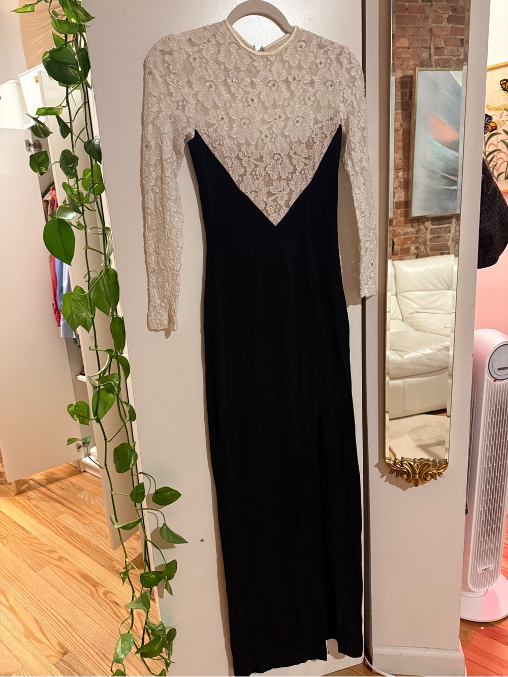 Lillie Rubin Black Gown with Cream Lace Bodice